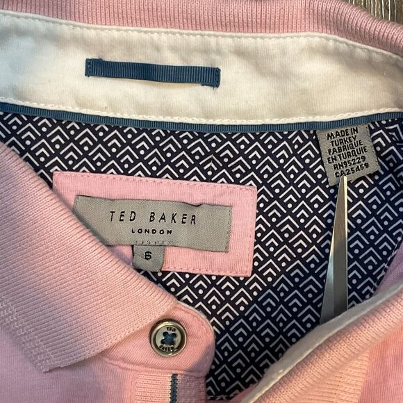 Ted Baker London Men's Solid Short Sleeve Polo Shirt Pink Size 6 - Picture 4 of 8